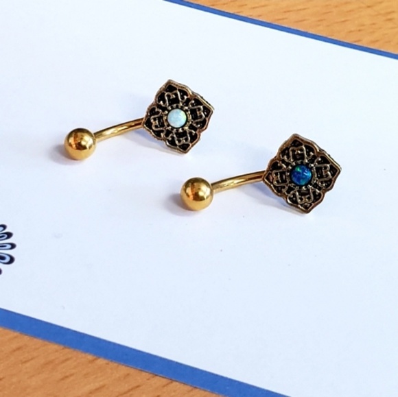 Blue Opal Belly Ring - Picture 3 of 6